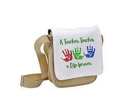 Borsello tracolla per maestra con grafica Mani Colorate