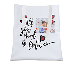 Borsa Shopping per San Valentino con foto e Grafica Dedica con Cuori