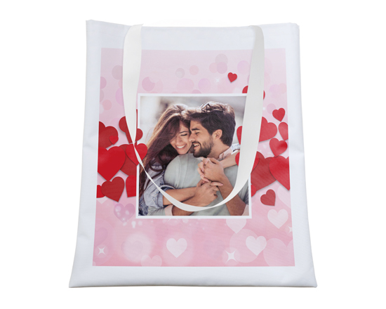 Borsa Shopping per San Valentino con foto e grafica Cuoricini