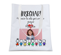 Borsa shopping in poliestere per maestre con grafica dedicata