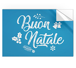 Adesivi rettangolari grandi buon Natale con fondo azzurro