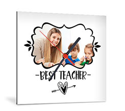 Orologio Quadrato in Legno Teacher heart