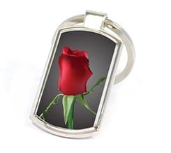 Portachiavi in Metallo Rettangolare Rosa Rossa