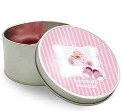 Scatola di latta tonda Scarpette rosa