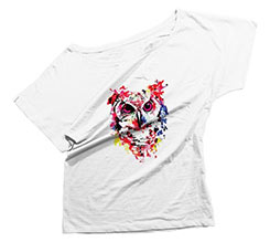 T-shirt donna scollo largo Gufo