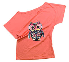 T-shirt donna scollo largo Gufetto