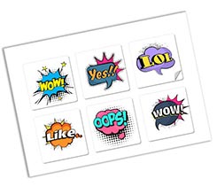 Adesivi Quadrati Pop slang - 6 Pezzi Diversi