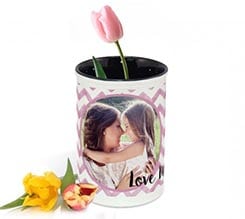 Portafiori in ceramica Mum zig zag