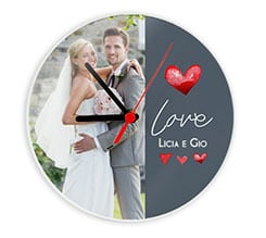 Orologio tondo in vetro Grey love