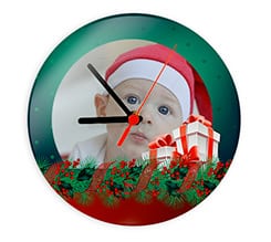 Orologio tondo in vetro Doni e vischio