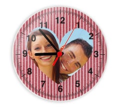 Orologio tondo in vetro Love rigato