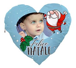 Cuscino Artigianale cuore Natale celeste