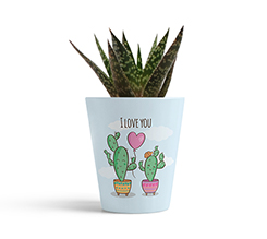 vaso personalizzato per San Valentino con grafica con cactus