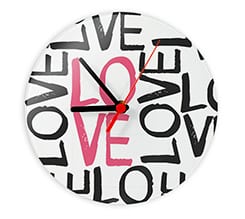 Orologio tondo in vetro Love words