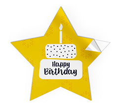 Adesivi stella grandi cake happy birthday