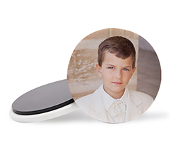 Calamita in ceramica per Prima Comunione tonda con foto