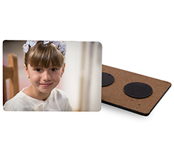 Calamita in legno per Prima comunione rettangolare grande con foto