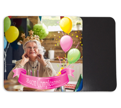 Calamita Quadrata grande con foto e grafica Buon Compleanno