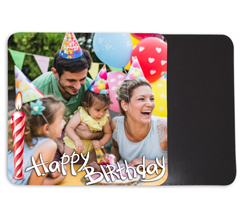 Calamita Quadrata grande con foto e grafica candelina compleanno