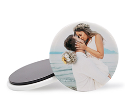 calamite per bomboniere matrimonio rotonde in ceramica personalizzate con foto