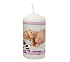 Candela personalizzata Battesimo Orsetto rosa