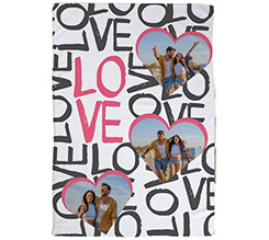 Coperta in pile 220x150 cm con grafica collage per san valentino