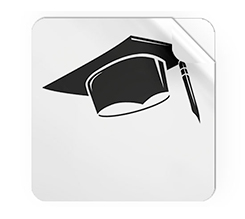 Adesivi quadrati grandi con nome cappello laurea