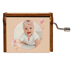 Carillon in legno nascita bimba Orsetto rosa