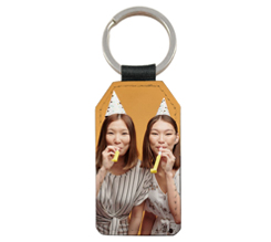 portachiavi rettangolare in pelle compleanno