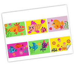 Adesivi Rettangolari Pesci - 6 Pezzi Diversi