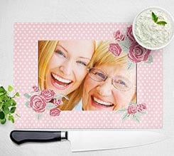 Tagliere in vetro temperato Pois con rose