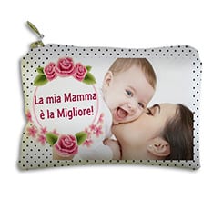 Portachiavi Portamonete Pois neri con rose