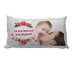 Cuscino carezza Rose con pois neri