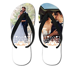 infradito per matrimonio con foto e grafica con merletto di cuoricini