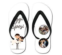 Infradito matrimonio con grafica con sposini e scritta oggi sposi