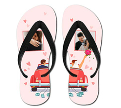 infradito matrimonio con foto e macchina deglisposi