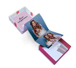 Scatola a fisarmonica con foto e grafica Compleanno