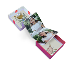 Scatola a fisarmonica con foto e grafica Comunione