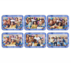 Calamite Rettangolari Pack da 6 con foto e grafica palloncini per compleanno