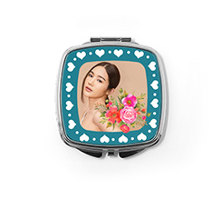 Specchietto quadrato da borsetta Cornice di cuori