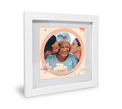 Foto con cornice in legno Auguri mamma