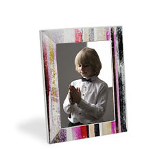 Cornice righe colorate con foto prima comunione