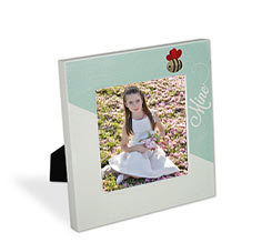 Cornice quadrata con decoro e foto bimba Prima Comunione