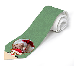 Cravatta con grafica verde e renna con foto