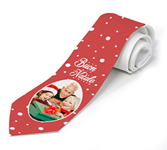 Cravatta con grafica rossa di Buon Natale con foto