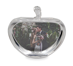 cristallo mela con foto di sposi bomboniera matrimonio