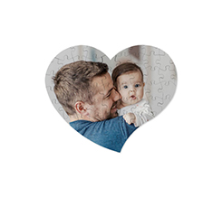 Puzzle cuore A4 in legno con foto di papà e bambino