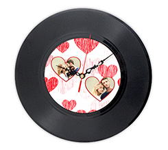 Orologio da parete in vinile Cuori rossi