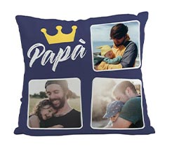 Cuscino in ciniglia con foto e dedica per il papà