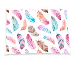 Cuscino da mare personalizzato con grafica piume colorate